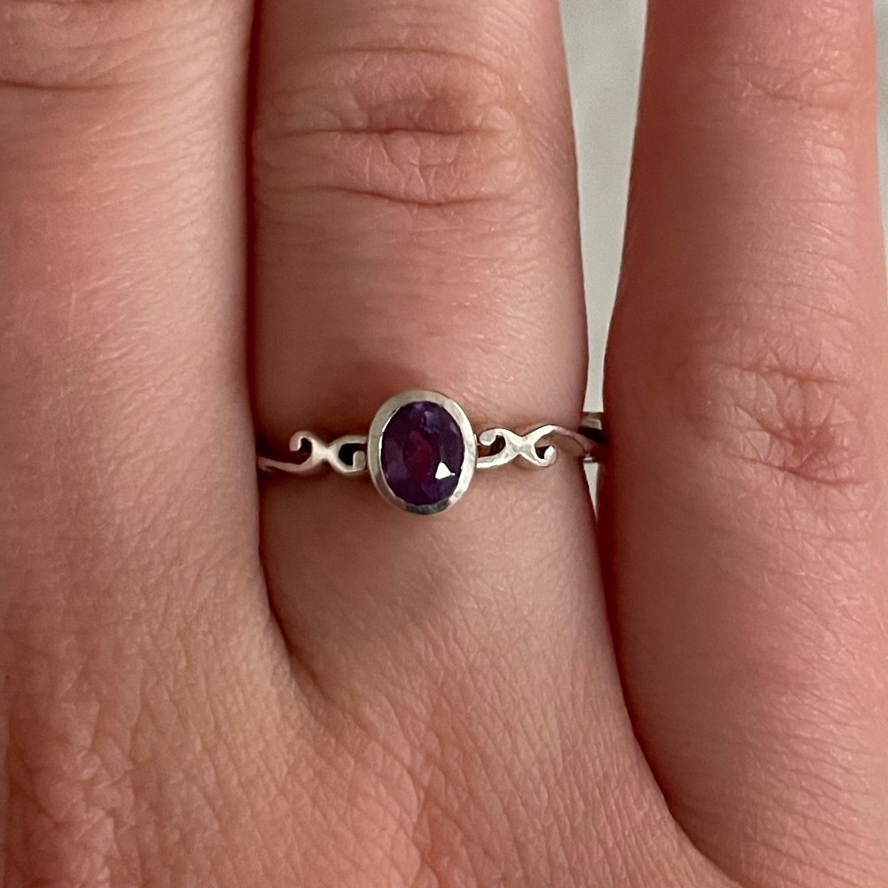 Amethyst Sterling Silver Swirl Ring